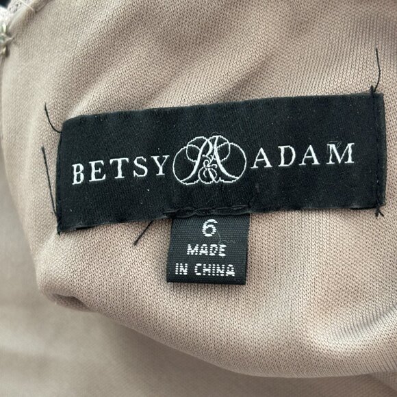 BETSY & ADAM Art Deco V-neck Sequins Formal Dress in Silver Mocha SZ 6 - Picture 7 of 10